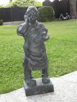 Schuster Schuhmacher alter Mann mit Schuh grosse schwere Bronze - Figur signiert