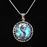 Ying Yang Paua Abalone Anhänger Muschel Perlmutt Halskette Glück