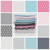 BEDRUCKT JERSEY 100% BAUMWOLLE STOFF EUROPÄISCHE sterne anker wolken