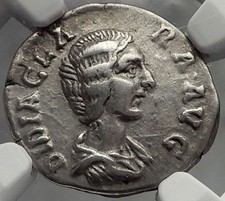 DIDIA CLARA DIDIUS JULIANUS daughter Silver Denarius Roman Coin RARE NGC i58296