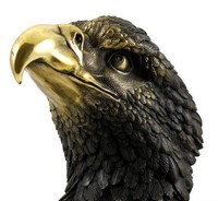 Tierfigur aus Bronze - Adler auf Marmor - signiert