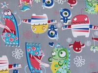 BW Stoff,Monster,Popeline,Baumwolle,grau,grün,blau,Kinderstoff, 10103