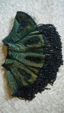 Antique Lovely Victorian Iredescent Green Ornate Jet Capelet Collar Mourning