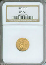 1915 $2.5 Indian Ngc Graded Ms64 Nice Ms-64 Better Date
