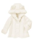 GYMBOREE COZY KITTY IVORY FUR TRIM SUEDE HOODED JACKET 6 12 NWT