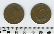 Great Britain 1952 - Half Penny Bronze Coin - King George Vi - Last mintage