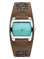 s.Oliver Damenuhr SO 2877 LQ mit Lederarmband modische Uhr mit Ornamente türkis