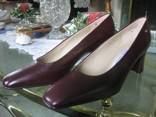 Vtg Etienne Aigner Dark Maroon Classic Logo Mid Leather Pump 9 N Spain Nos avila