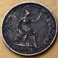 1854 Great Britain 4 Pence Silver