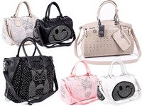 Strass Damen Schultertasche Shopper Bag Handtasche Glitzer Eule Nieten-Tasche