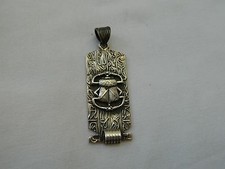 Egyptian Sterling Silver Cartouche Scarab Hieroglyphics Oxidized
