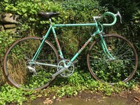 F. Moser Rennrad, RH 57 cm, Columbus SLX, Campagnolo, in celeste, vintage