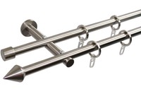 Gardinenstange Edelstahl Optik Garesa Diamant 2-läufig 16 mm ab 100-400 cm (604)