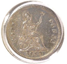 Groat Great Britain Silver 4 pence Coin 1843 Km#731.1 .0895 Asw Blue Lot