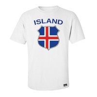 EAKS® HERREN T-SHIRT "ISLAND / ICELAND" weiß #3 Fußball Fan Shirt WM EM 2016