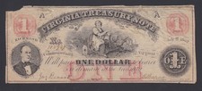 Usa 1862 Civil War Period One Dollar Virginia Treasury Note