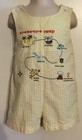 BABY CREW Boys Jon Jon Overalls Shortall Romper 24M Treasure Map Seersucker
