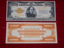 Nice Crisp Unc.1934 $10,000 Gold Certificate Copy Please Read Description!