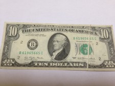 Misprinted $10 Us Bill - Error By Fold Both Sides