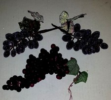 Three Vintage Artificial Grape Bunches