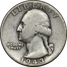 1943 Fs-101 Doubled Die Obverse Washington Quarter, Very Good Vg