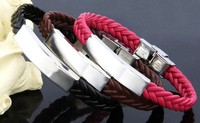 ID Leder Armband mit Edelstahlplatte inkl. Gravur nach Wunsch Schwarz und Braun