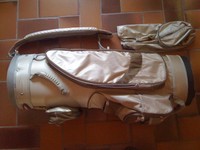 1 neue, beige Golftasche/Golfbag von "AMF" mit Tragegurt+Haube