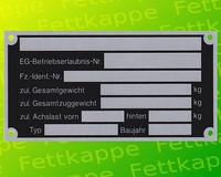 Blanko Typenschild Anhängertypenschild Neutral Anhänger KFZ 100x50 mm - Typ 3