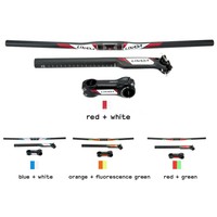 LIXADA Carbon Fiber Flat Handlebar MTB Bike Stem Seat Post Flat Bar Sets C5C7