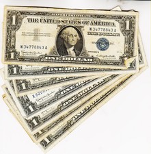 Lot Of 7 Series 1957 One Dollar Silver Certificate=Good Condition