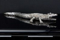 Figur Skulptur Statue KROKODIL silber 60cm Design Accessoir Geschenkidee NEU