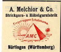 A. Melchior & Co. Nürtingen STRICKGARN -& HÄKELGARNFABRIK Trademark 1908
