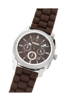 Fossil Armbanduhr Chronograph Edelstahl Silikonband Braun Analog NEU! C241000-1