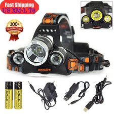 Hunting BORUiT 13000LM 3xUS XML T6 LED 18650 Headlamp Headlight Head Torch Light