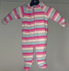 NEW! TWO OLD NAVY PINK STRIPED & SOLID BABY GIRL SNOWSUIT SIZE 3-6 MONTHS