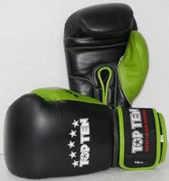 Boxhandschuhe TOP TEN schwarz/grün 10-16 OZ.Kickboxen, Boxen, Muay Thai, MMA
