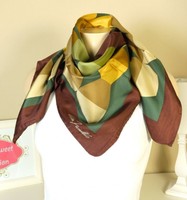 ANDREA ZANELLATO Schal Tuch Seide Retro Braun Grün Gelb Orange (K35H)