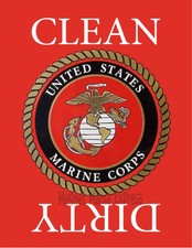 METAL DISHWASHER MAGNET U. S. Marine Corps Military Clean Dirty Dishes MAGNET