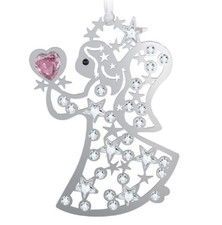5004500 Christmas Ornament Angel Stars Pink Heart Chatons Crystal Swarovski MIB