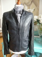 Gipsy Leder Jacke Biker Gr. M Blau schwarz Nappa neu ohne Etikett