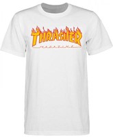THRASHER T SHIRT FLAME MAG LOGO WHITE