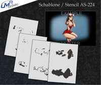 Step by Step Airbrush Schablone AS-224 M Pinup ~ Tattoo Stencil ~ UMR-Design