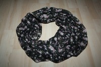 Schlauchschal Loop Schal Schwarz rosa Blüten Blumen Frühling