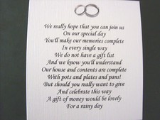 Wedding Gift List Poems For Money Gifts Wedding Invitation Wishing Well For Money Gift Example
