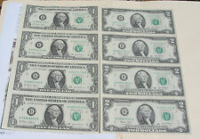 3 Items: Usa$1 & $2 of 4 Uncut Sheets/Each,Real Paper Bill & 2 Infors+Old Cent