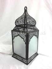 B186 Egyptian Square Ramadan Lantern White Glass / Candle Holder / Lamp
