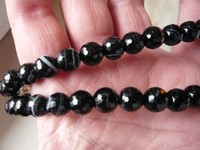 Kette Streifenachat-925 er Sterlingsilber 42 cm-NEU