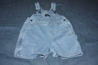 Baby Toddler Traditional Blue Striped Oshkosh B'Gosh Bibs Short Overalls 18 Mos