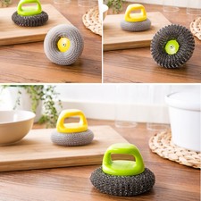 1set/2pcs New Stainless Steel Handle Cleaning Brush Kitchen Tool