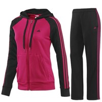 Adidas Damen Trainingsanzug Freizeitanzug Young Knit Suit schwarz-pink XS NEU!!